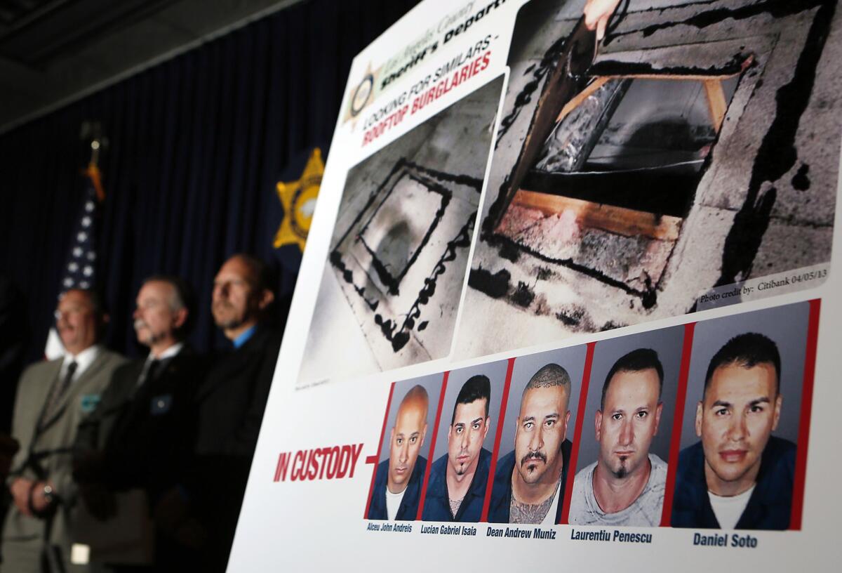 L.A. County Sheriff Lee Baca and detectives from the Major Crimes Bureau detail their investigation into five men arrested in April 2013 in a series of rooftop bank heists.