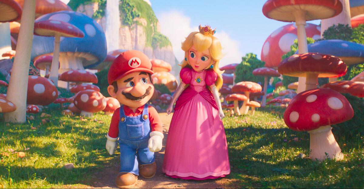 Mario and Princess Peach in "The Super Mario Bros. Movie."