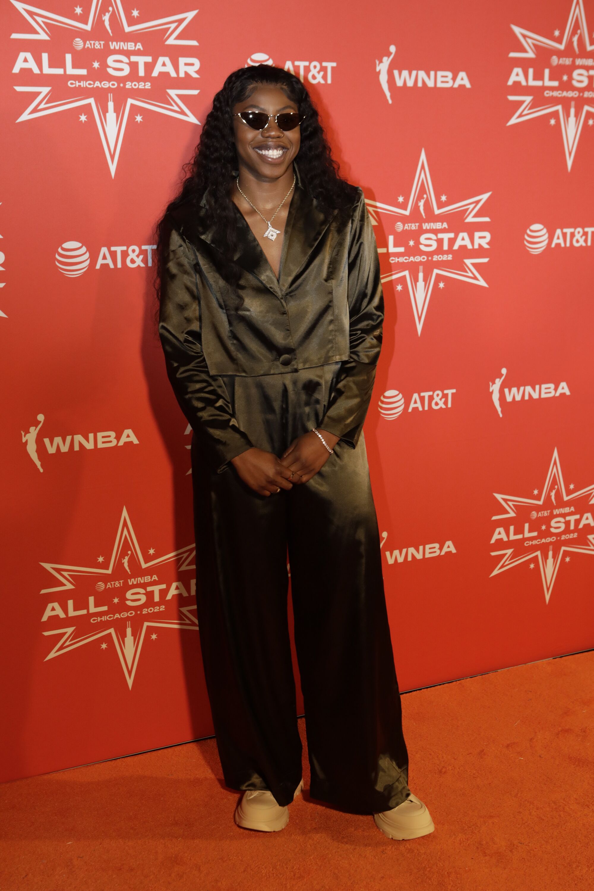WNBA star Arike Ogunbowale of the Dallas Wings walks the Orange Carpet. 