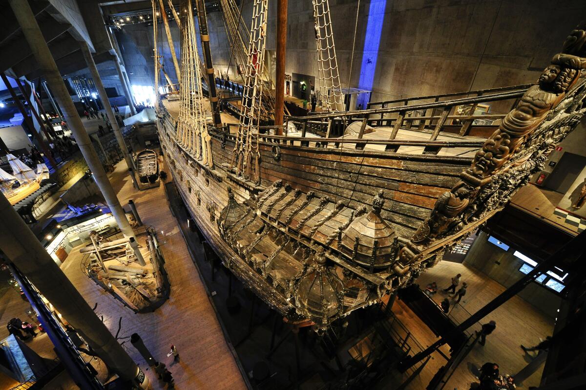 A 17th century warship inside a museum in Stockholm