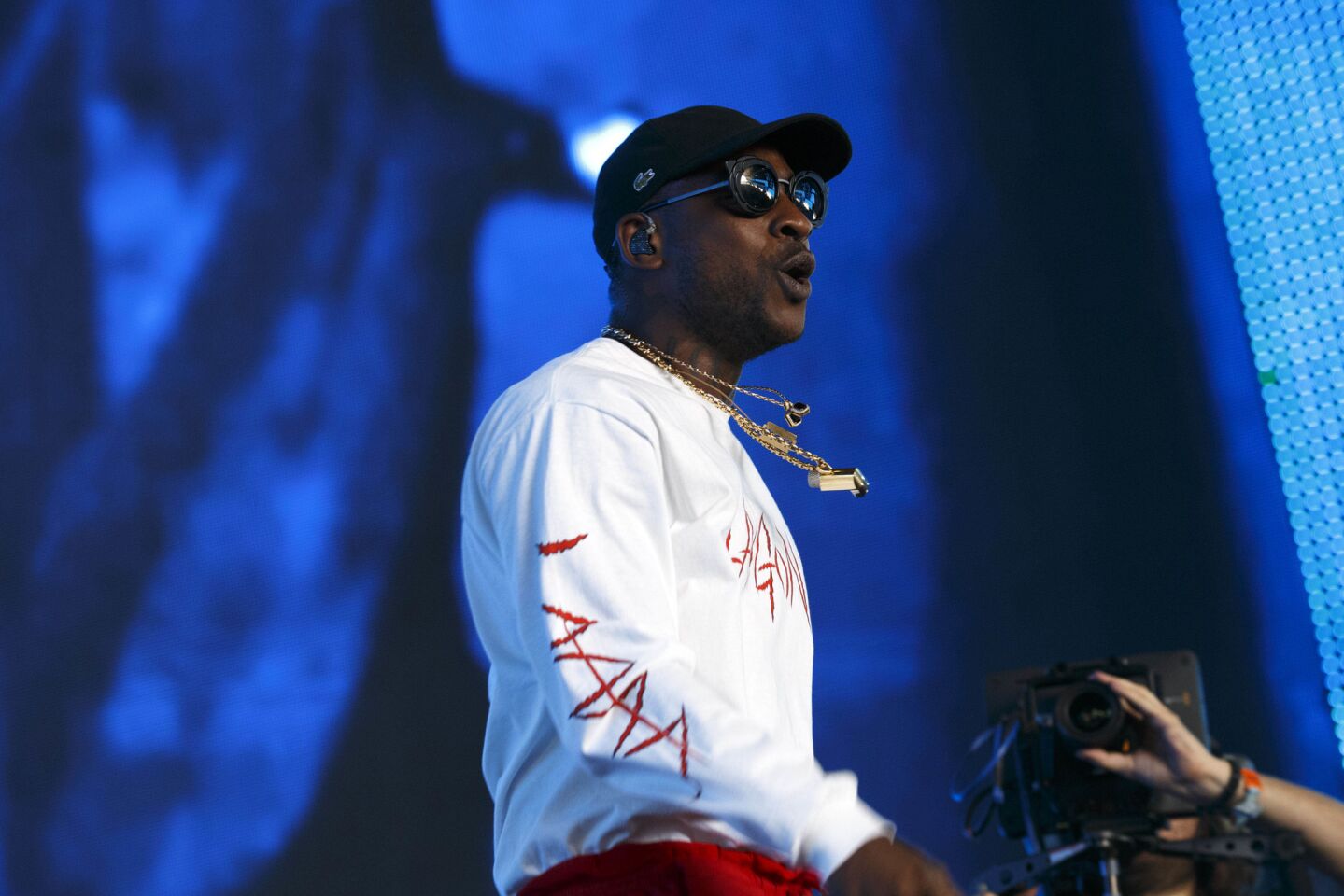 Grime artist and songwriter Skepta, Joseph Junior Adenuga, performs during weekend one of the three-day Coachella Valley Music and Arts Festival at the Empire Polo Grounds on Sunday, April 16, 2017 in Indio, Calif. (Patrick T. Fallon/ For The Los Angeles Times)