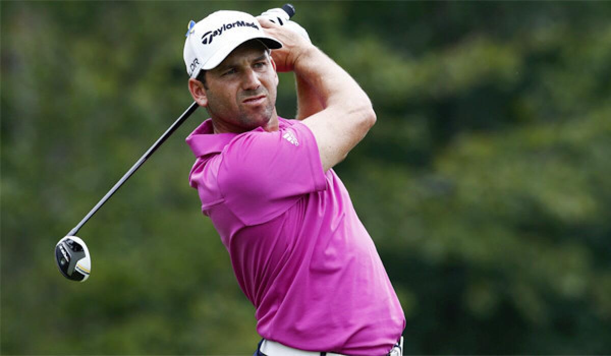 Sergio Garcia has a one-shot lead after the second round of the Deutsche Bank Championship at TPC Boston on Saturday.