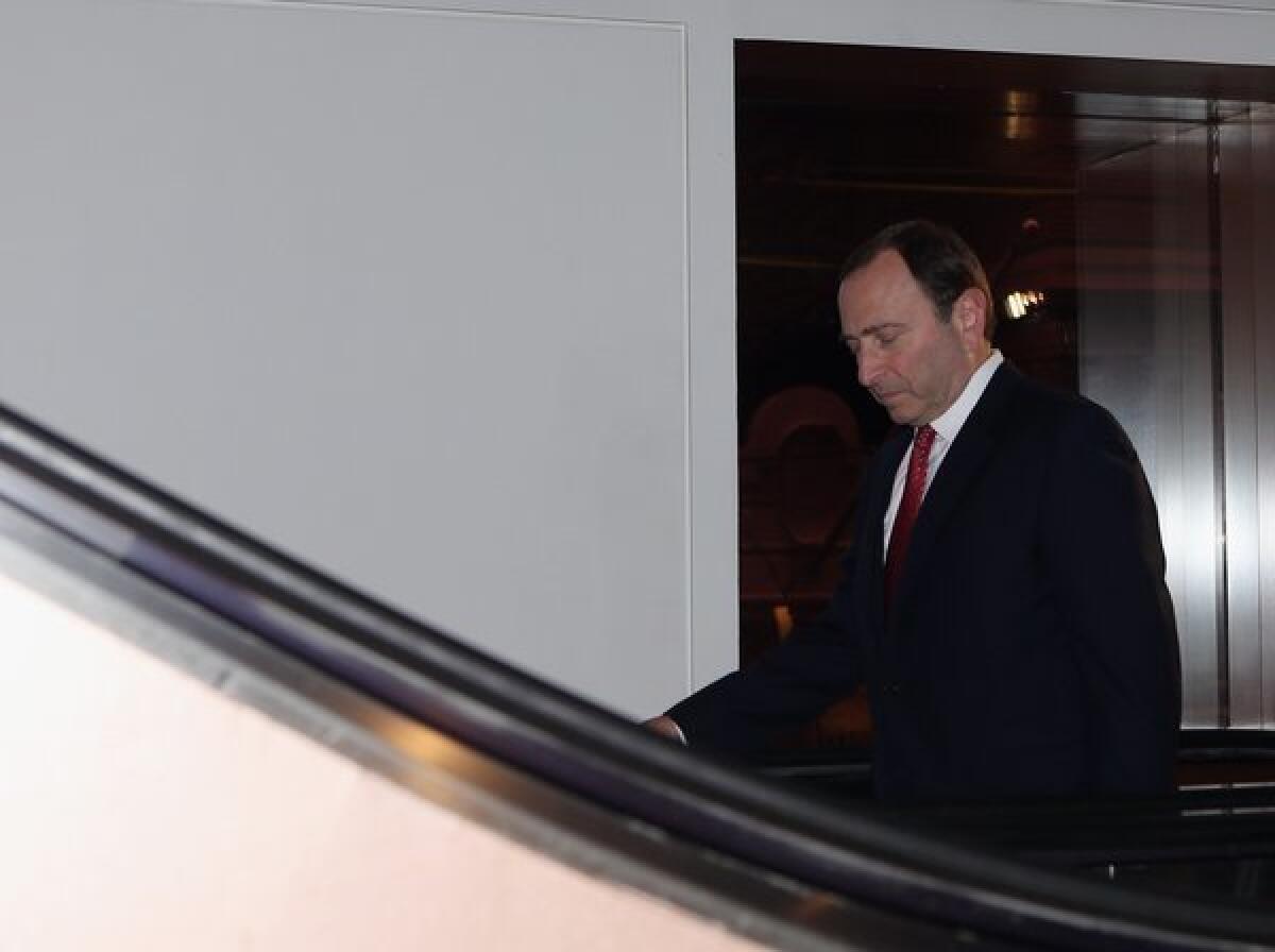 NHL Commissioner Gary Bettman arrives for a negotiation session with the NHL Players' Assn. in New York.