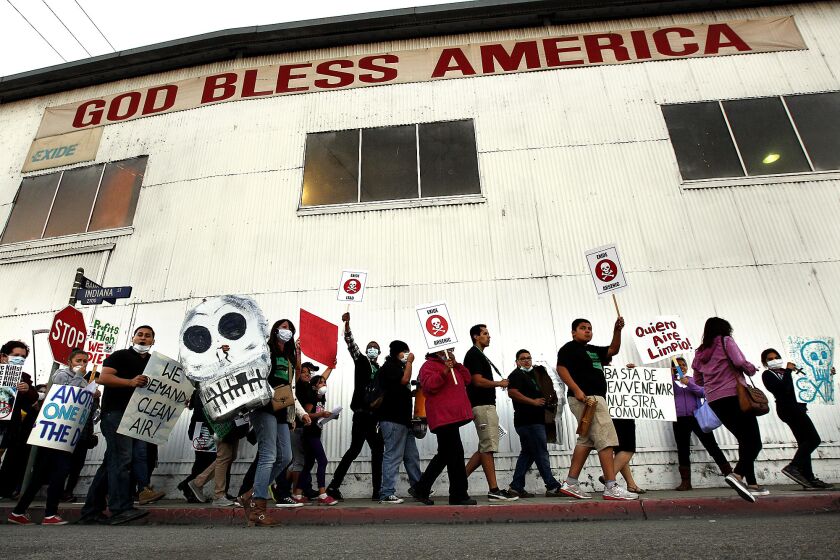 Protesters rally last October outside of Exide Technologies in Vernon.