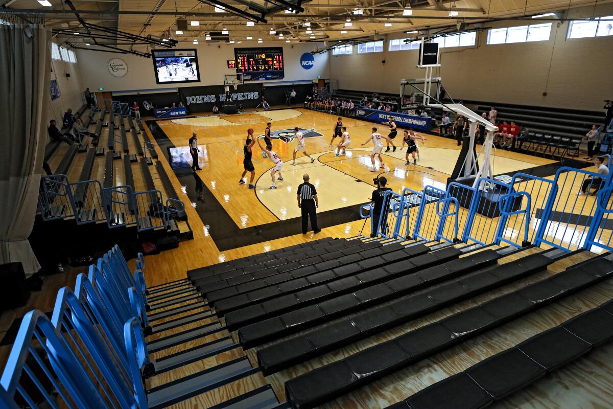 Yeshiva and Worcester Polytechnic Institute play in the first round of the NCAA Division III men’s basketball tournament at Johns Hopkins University on Friday in front of no fans because of coronavirus concerns.