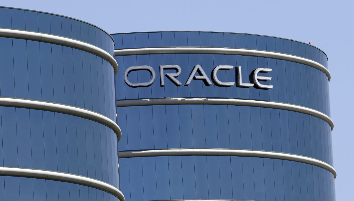 Oracle's current headquarters in Redwood City, Calif. The company said it will move its headquarters to Austin, Texas.