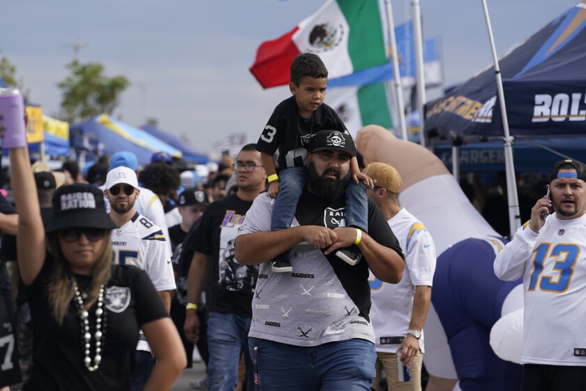 Fans for the Los Angeles Chargers and the Las Vegas