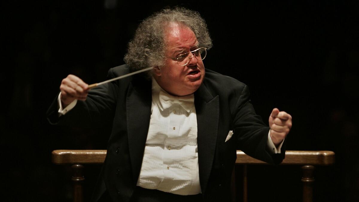 James Levine conducts the Boston Symphony Orchestra in Boston in 2005.