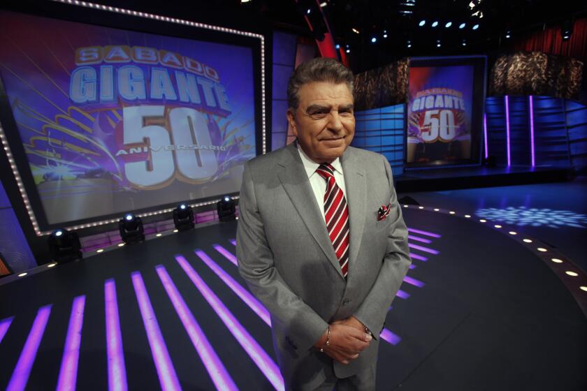Mario Kreutzberger, popularly known as Don Francisco, poses on the set of "Sabado Gigante" in Miami. Univision announced Friday that the beloved variety show hosted by Don Francisco will end Sept. 19, after 53 years on the air.