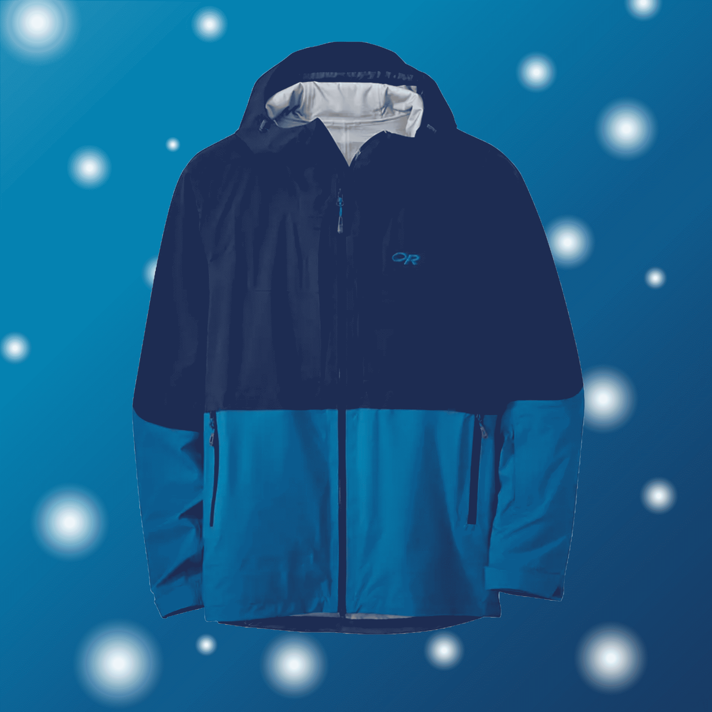 A blue jacket by Outdoor Research