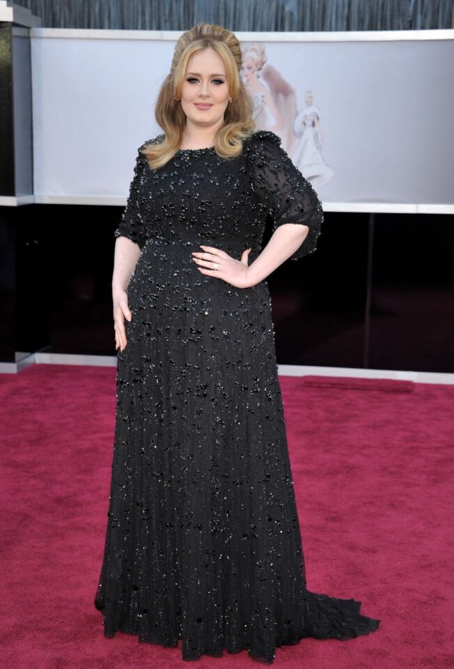 Oscars 2013 red carpet: Adele in a dress by Jenny Packham.