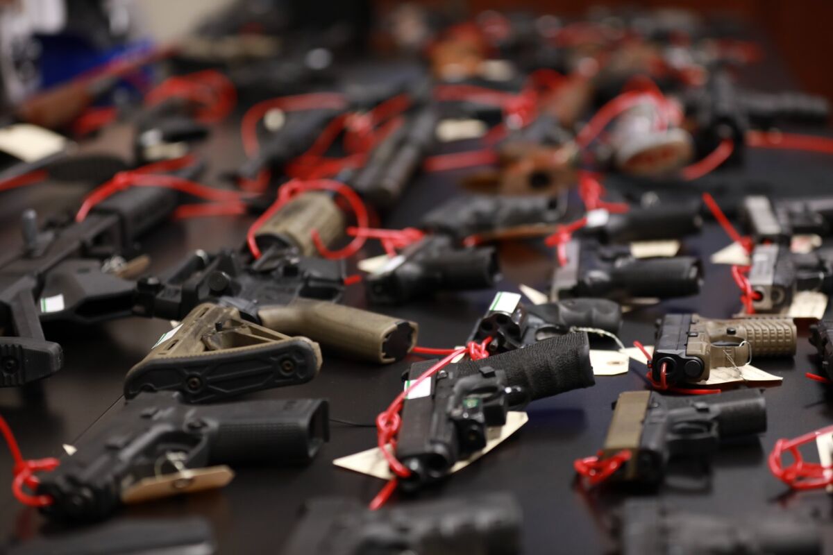 Dozens of guns were seized in a law enforcement operation targeting the Norteno street gang in central California.