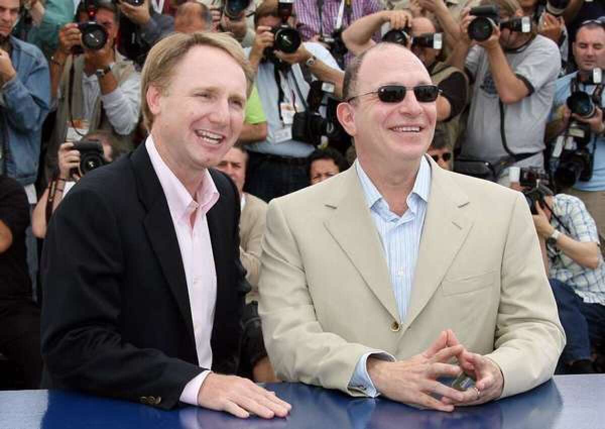 Bestselling author Dan Brown, left, with screenwriter Akiva Goldsman at the 2006 Cannes Film Festival release of "The Da Vinci Code."