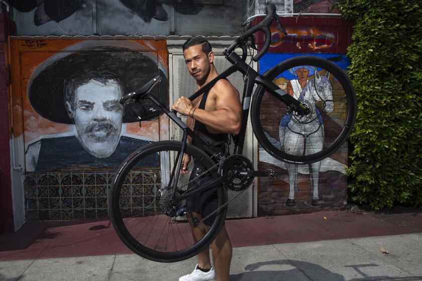 SILVER LAKE, CA -SEPTEMBER 16, 2020: Seth Gottesdiener, 33, owner of Indigo Fitness in Silver Lake.