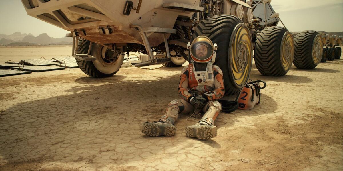 Matt Damon in a scene from the film "The Martian," which took in an estimated $18 million at the box office on Friday.