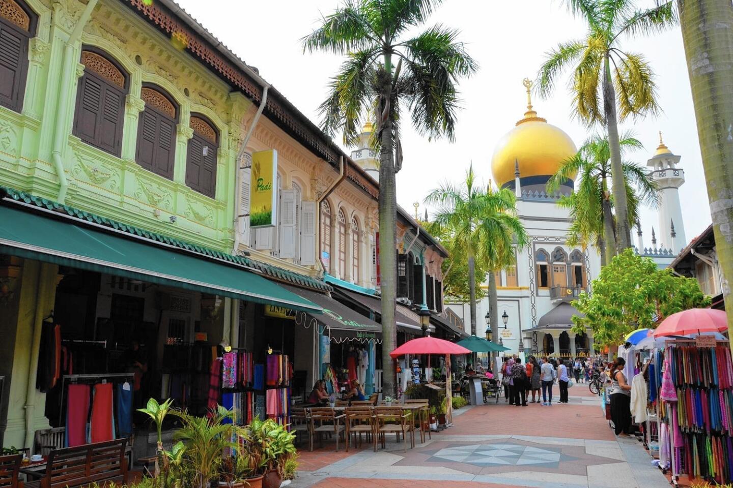 Colonial-era houses in the Kampong Glam neighborhood of Singapore.