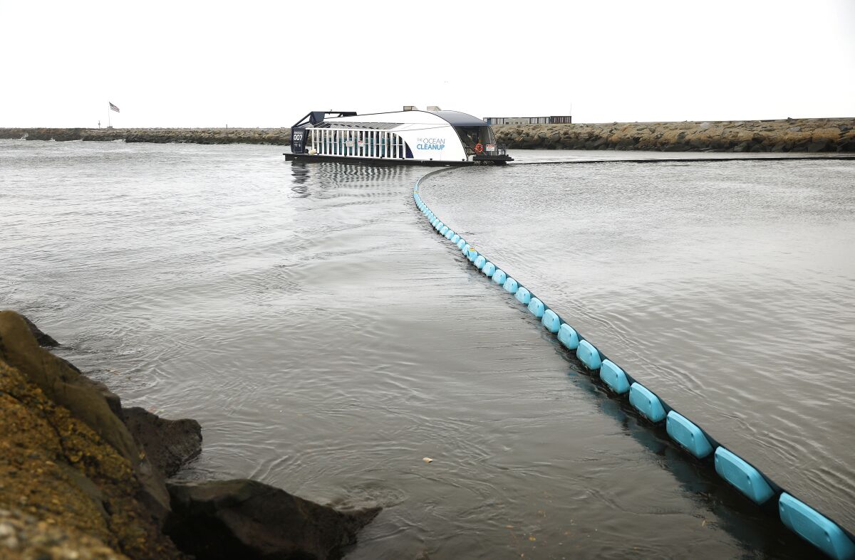 An interceptor serves as a last line of defense against trash flowing into the Pacific Ocean by way of Ballona Creek