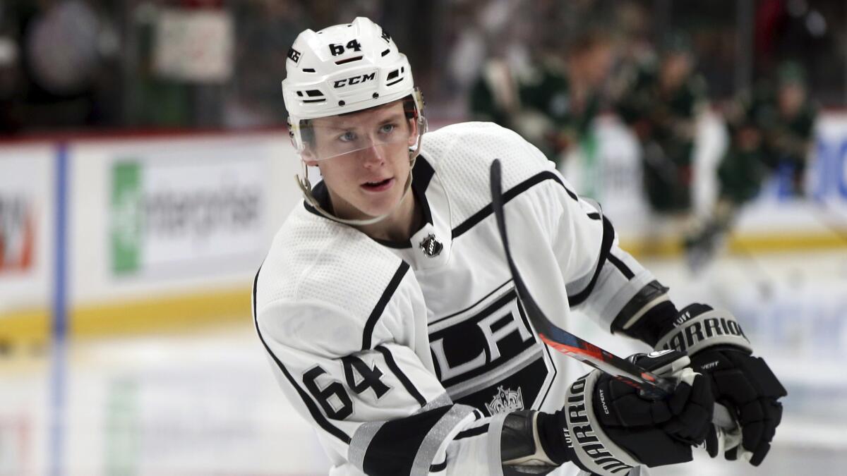 Kings forward Matt Luff warms up before a game against the Minnesota Wild on Jan. 15.