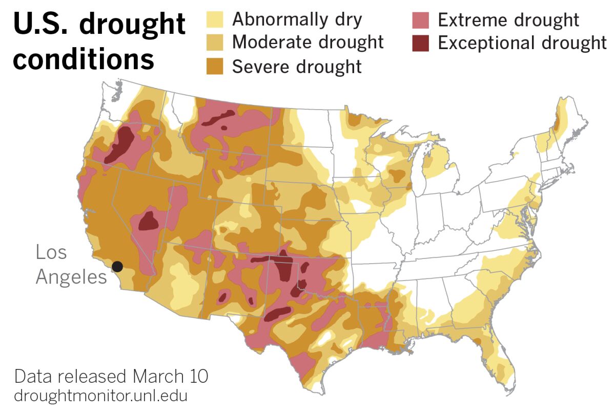 U.S. Drought Monitor map released March 10.