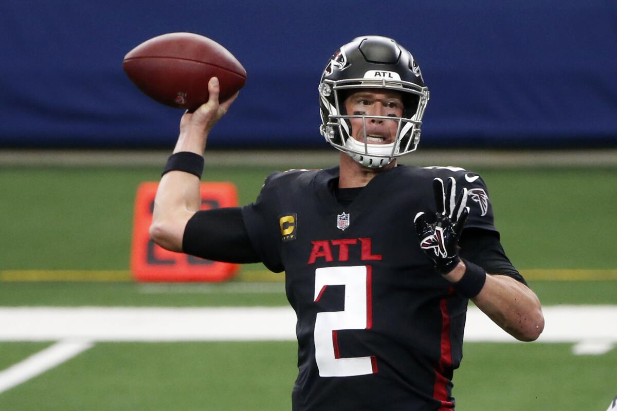 Atlanta Falcons quarterback Matt Ryan passes.