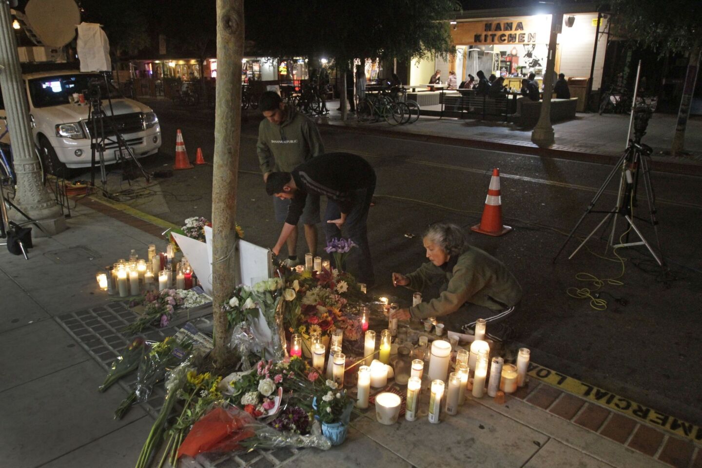 A candlelight vigil was held on Pardall Road near the scene of one of the fatal shootings in Isla Vista on Friday night.