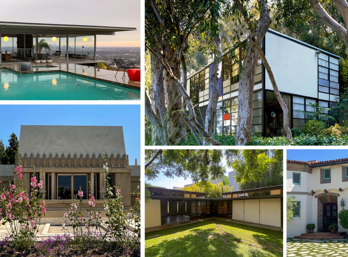 A collage of various iconic L.A.-area homes.