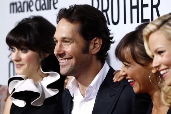 The cast of "Our Idiot Brother" gathered in Los Angeles on Tuesday night to celebrate the Aug. 26 opening of its new indie comedy. The Sundance favorite stars, from left: Zooey Deschanel, Paul Rudd, Rashida Jones and Elizabeth Banks.