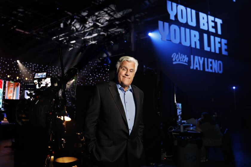 PACOIMA-CA-AUGUST 31, 2021: Jay Leno is photographed on the set of his new game show, "You Bet Your Life"