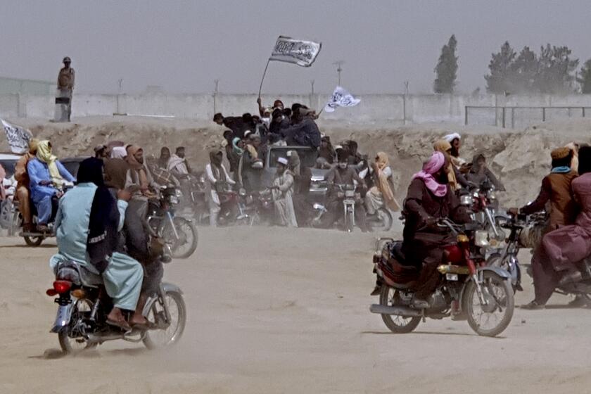 Supporters of the Taliban in Chaman, Pakistan, earlier this month.
