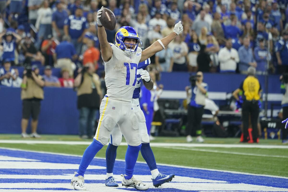 Stafford overcomes injury to throw winning TD pass to Nacua in OT to give  Rams 29-23 win over Colts - The San Diego Union-Tribune