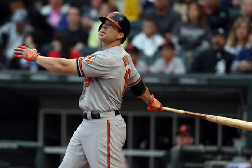 Baltimore's Chris Davis hits a home run during a game against the Chicago White Sox on July 3.