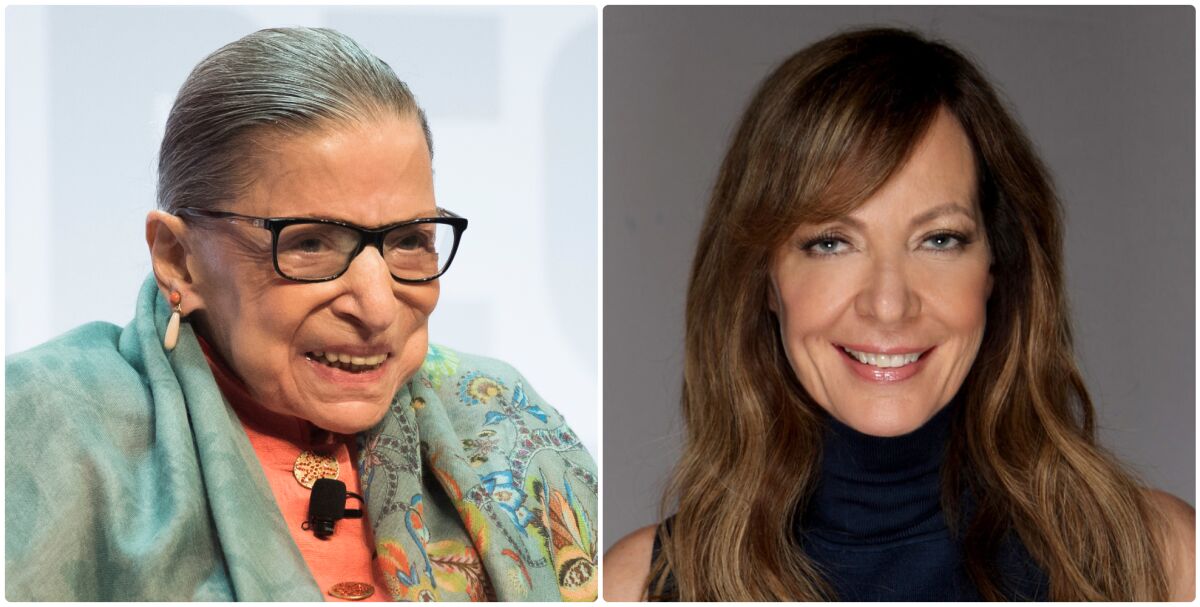 Side-by-side portraits of Ruth Bader Ginsburg and Allison Janney