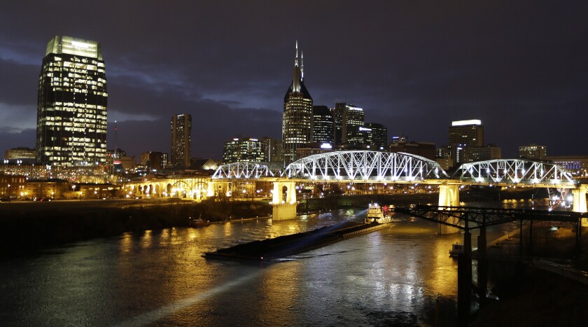The Nashville skyline at night
