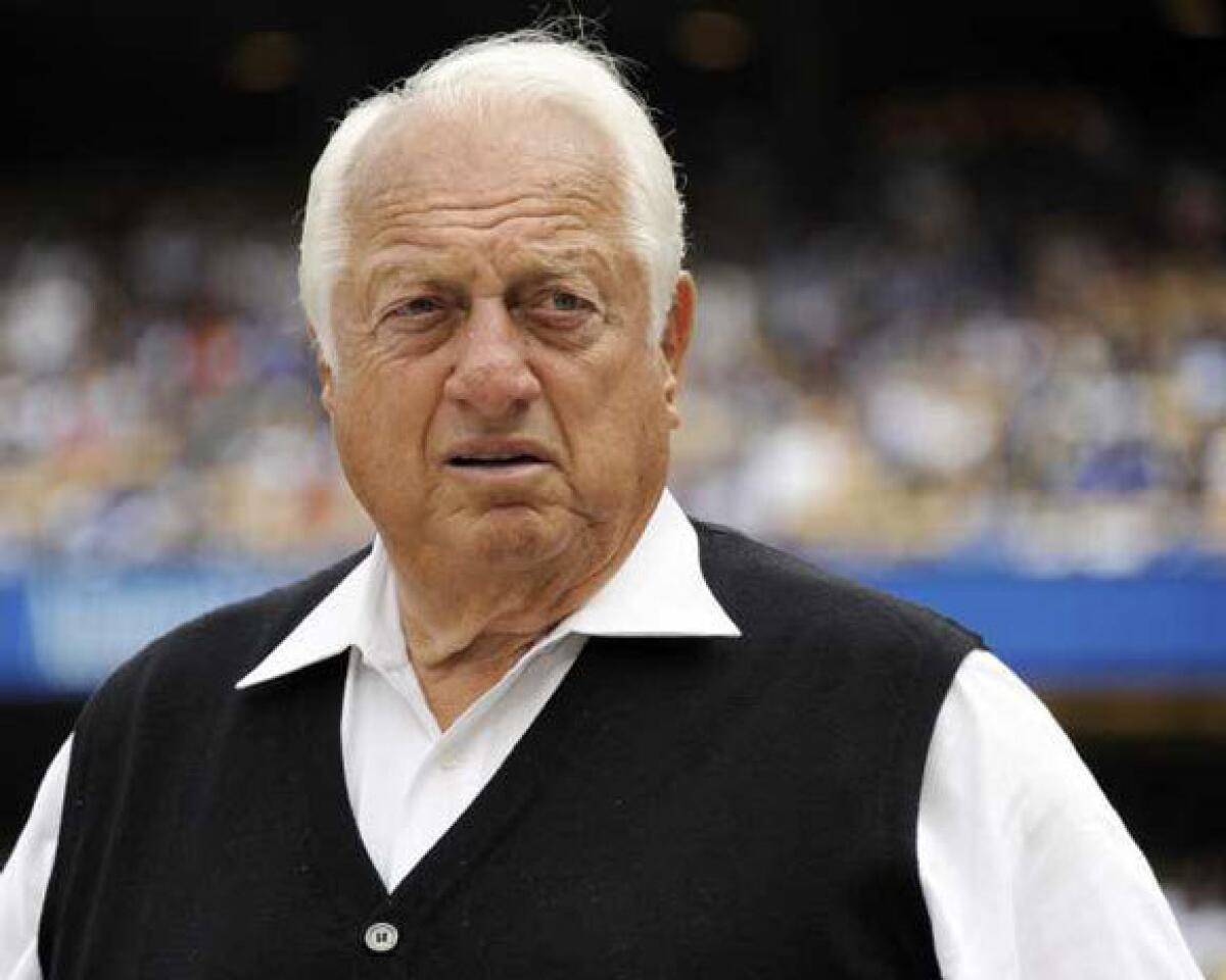 Tommy Lasorda at Dodger Stadium during the 2011 season.