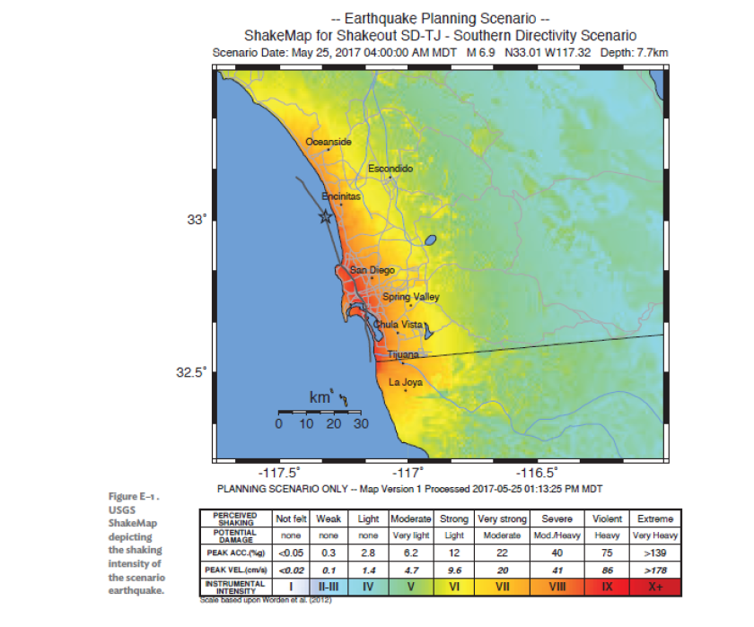 Rose Canyon fault scenario