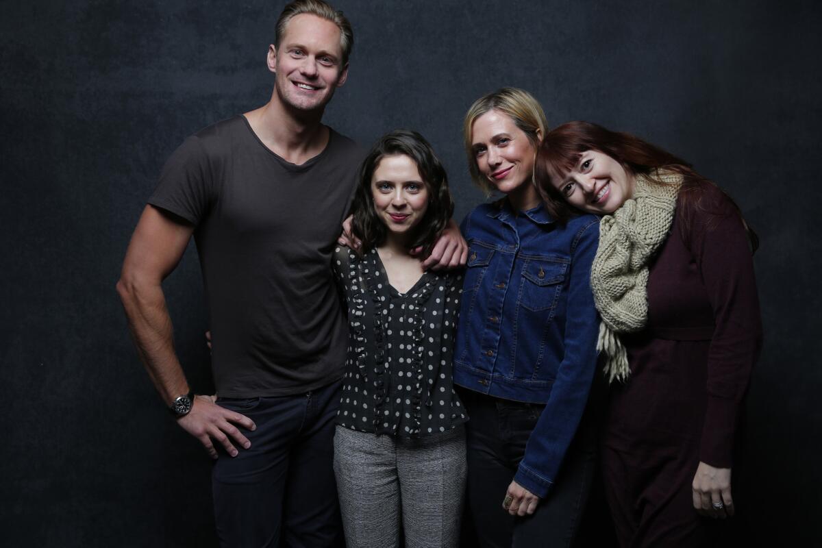 Actors Alexander Skarsgard, Bel Powley and Kristen Wiig with director Marielle Heller from "A Diary of a Teenage Girl."