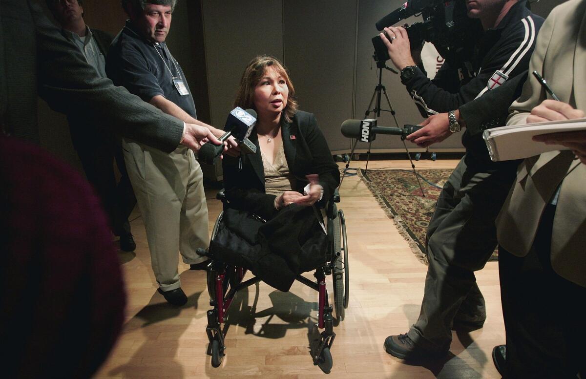 Rep. Tammy Duckworth (D-Illinois), seen in 2006, is a veteran who lost both legs and the use of one arm when her helicopter was downed in Iraq.