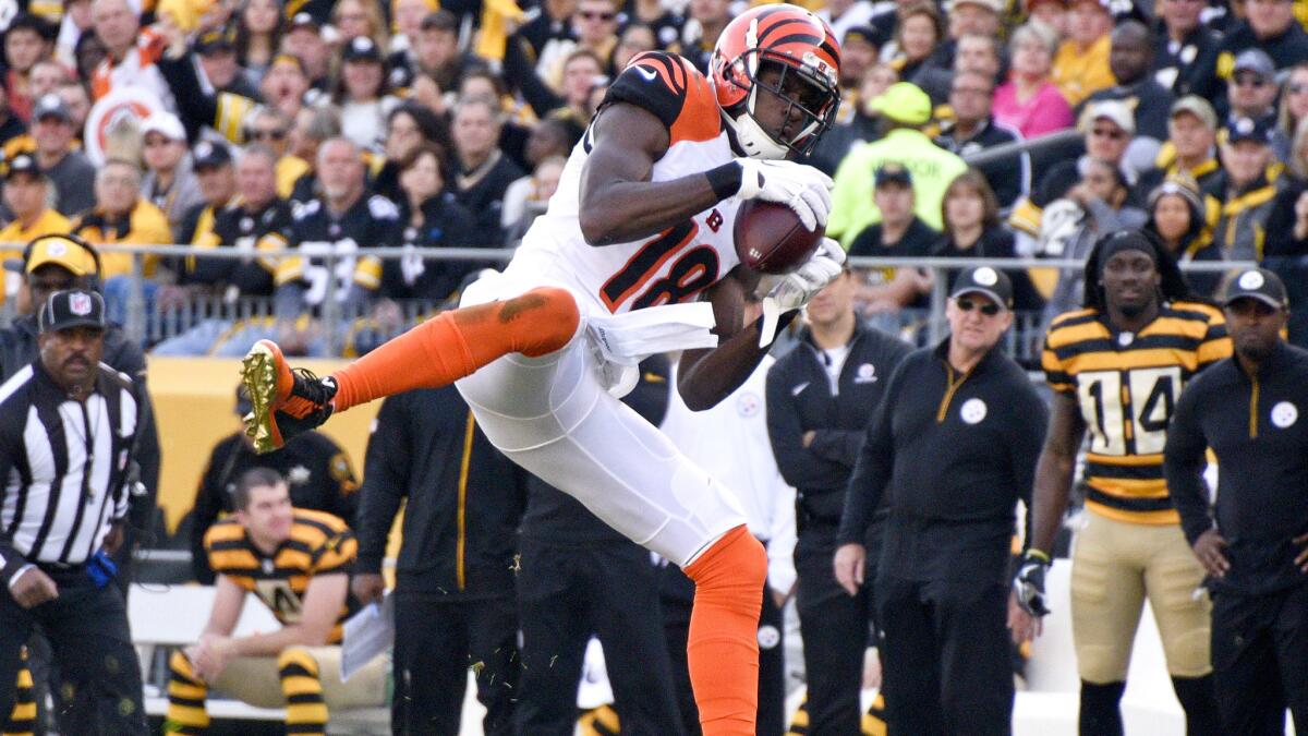 Receiver A.J. Green (18) and the Bengals will give the Browns all they can handle in a game Thursday night in Cincinnati.