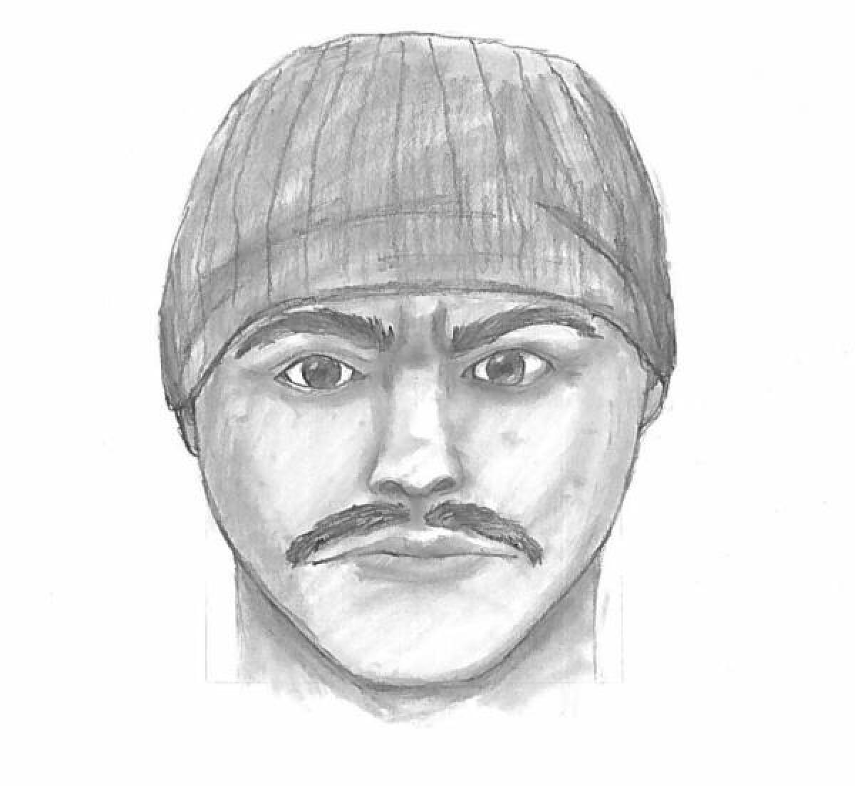 The San Diego County Sheriff's Department provided a sketch of a suspect in an attempted robbery Friday night in Santee.