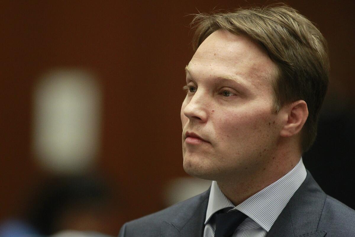 UCLA chemistry professor Patrick Harran in Los Angeles Superior Court July 27, 2012. Harran was dropped as a fellow by the American Assn. for the Advancement of Science over a lab fire at UCLA.