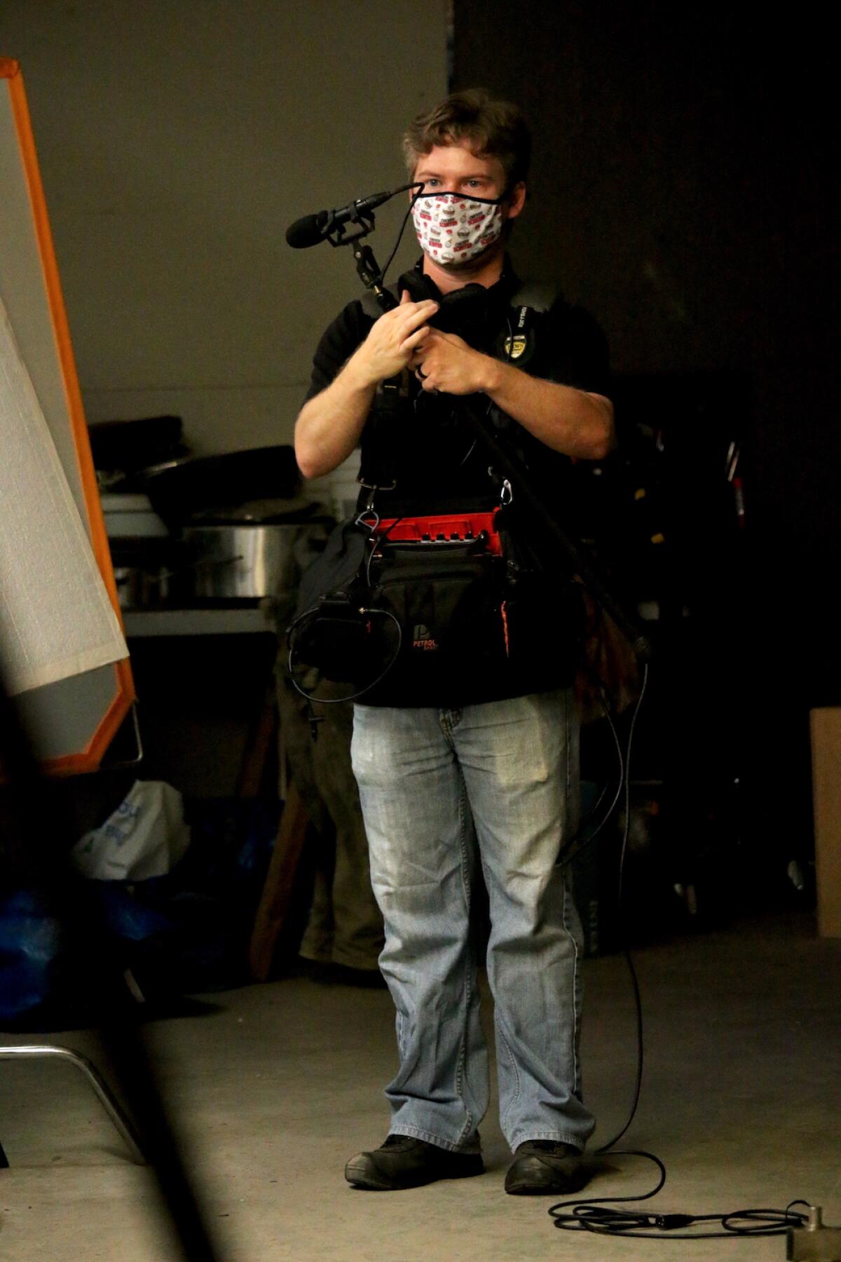 La Jollan John Menvielle on the set of "Touch," for which he is nominated for a San Diego Film Award for visual effects.