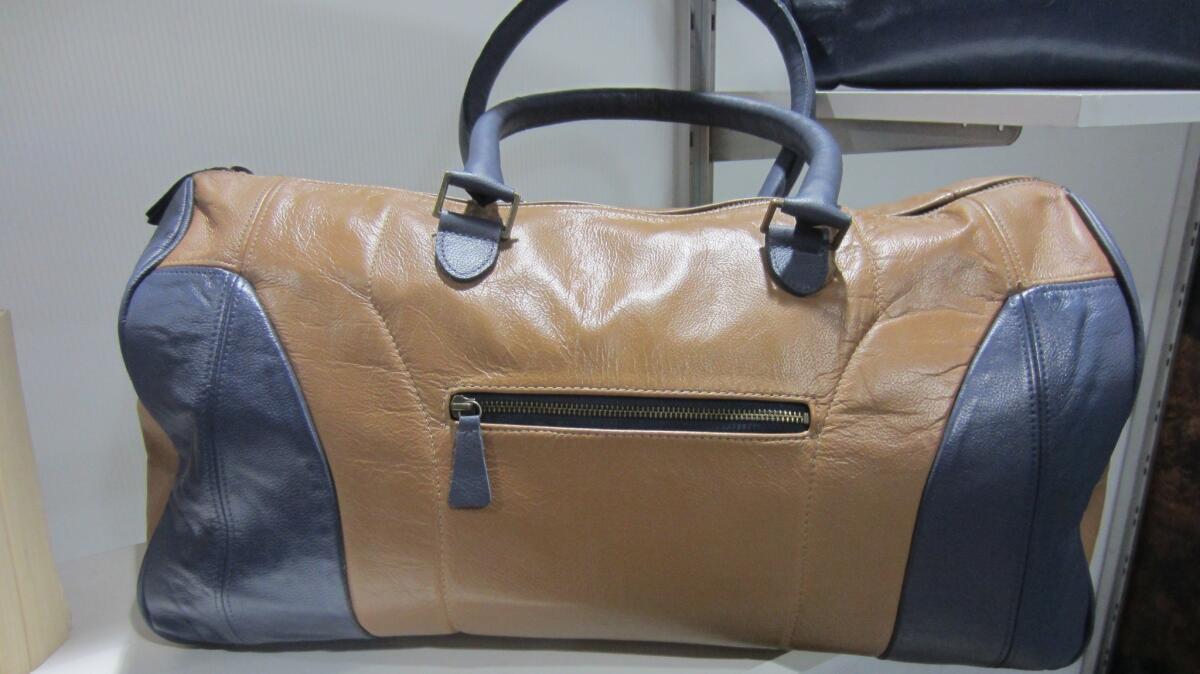 A Looptworks duffle bag ($225) made using upcycled leather repurposed from the seats of Southwest Airlines aircraft.