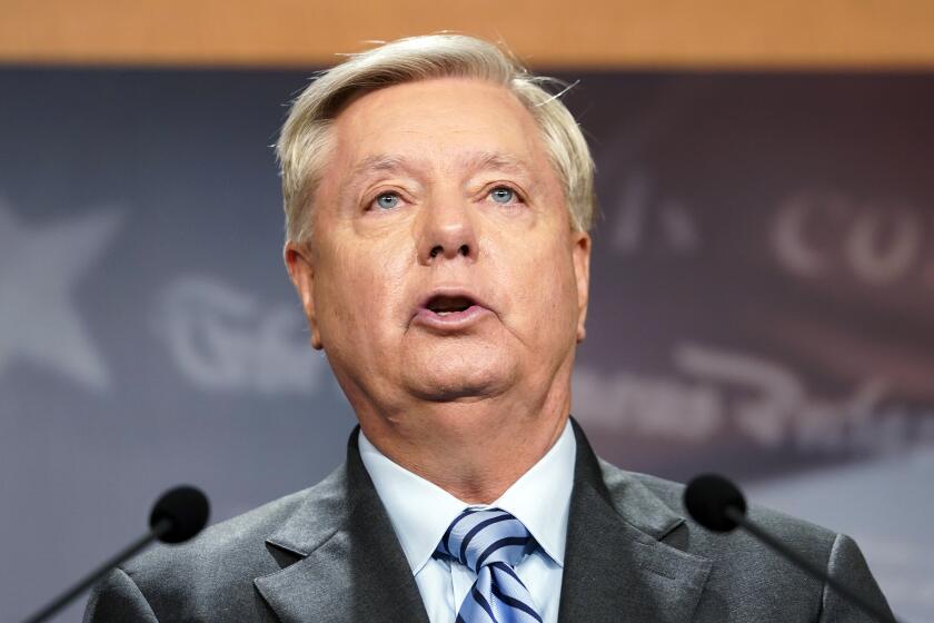 Sen. Lindsey Graham, R-S.C., speaks during a news conference about refusing Russian annexation of any portion of Ukraine, Thursday, Sept. 29, 2022, on Capitol Hill in Washington. (AP Photo/Mariam Zuhaib)