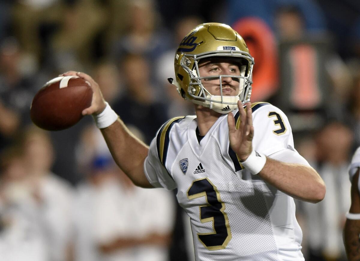 UCLA quarterback Josh Rosen looks to pass during the Bruins' game against Brigham Young last weekend.