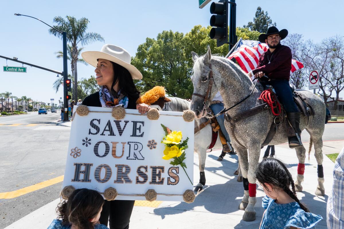 SOUTH EL MONTE, CA - JUNE 24: Marina Barragan joins the rally at South El Monte City Hall.