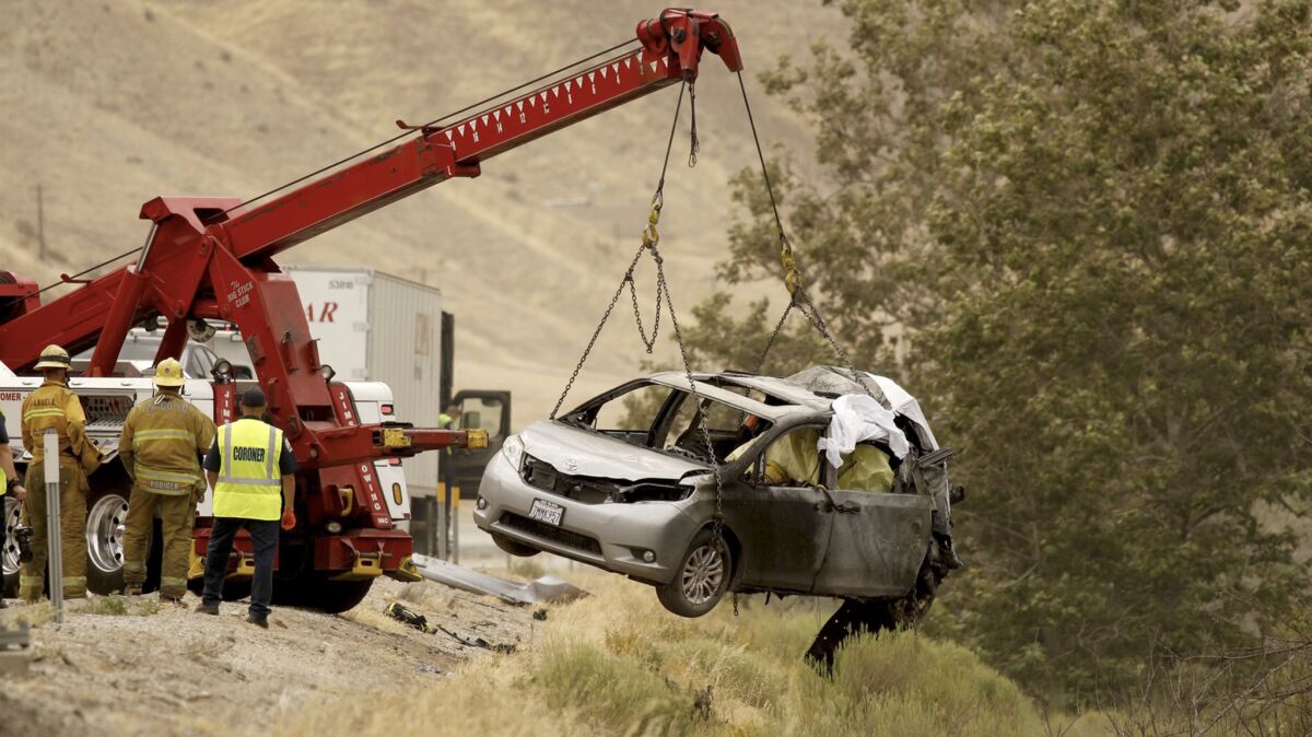 CHP MAIT, Major Accident Investigation Team, investigates accident where six people were killed early Tuesday morning in a fiery accident on the southbound 5 Freeway in unincorporated Gorman.
