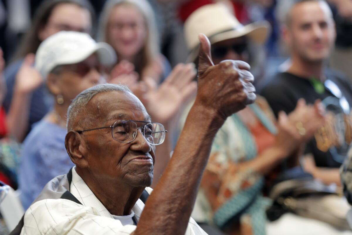 World War II veteran Lawrence Brooks celebrates his 110th birthday in 2019.