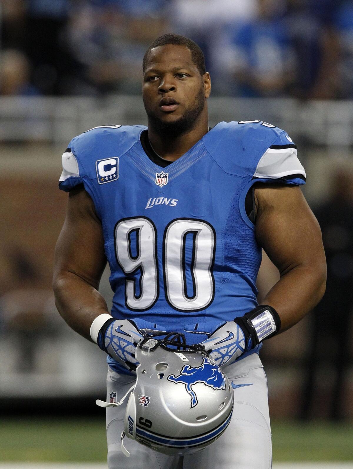 Detroit Lions defensive tackle Ndamukong Suh was fined by the NFL on Tuesday for an illegal block in the Lions' season opener.