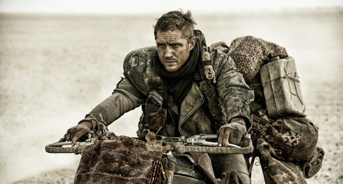 This photo provided by Warner Bros. Pictures shows Tom Hardy, as Max Rockatansky, in Warner Bros. Pictures' and Village Roadshow Pictures' action adventure film, "Mad Max:Fury Road."