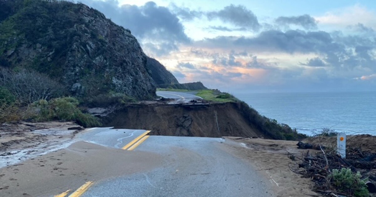 Section of Highway 1 near Big Sur collapses during winter storm
